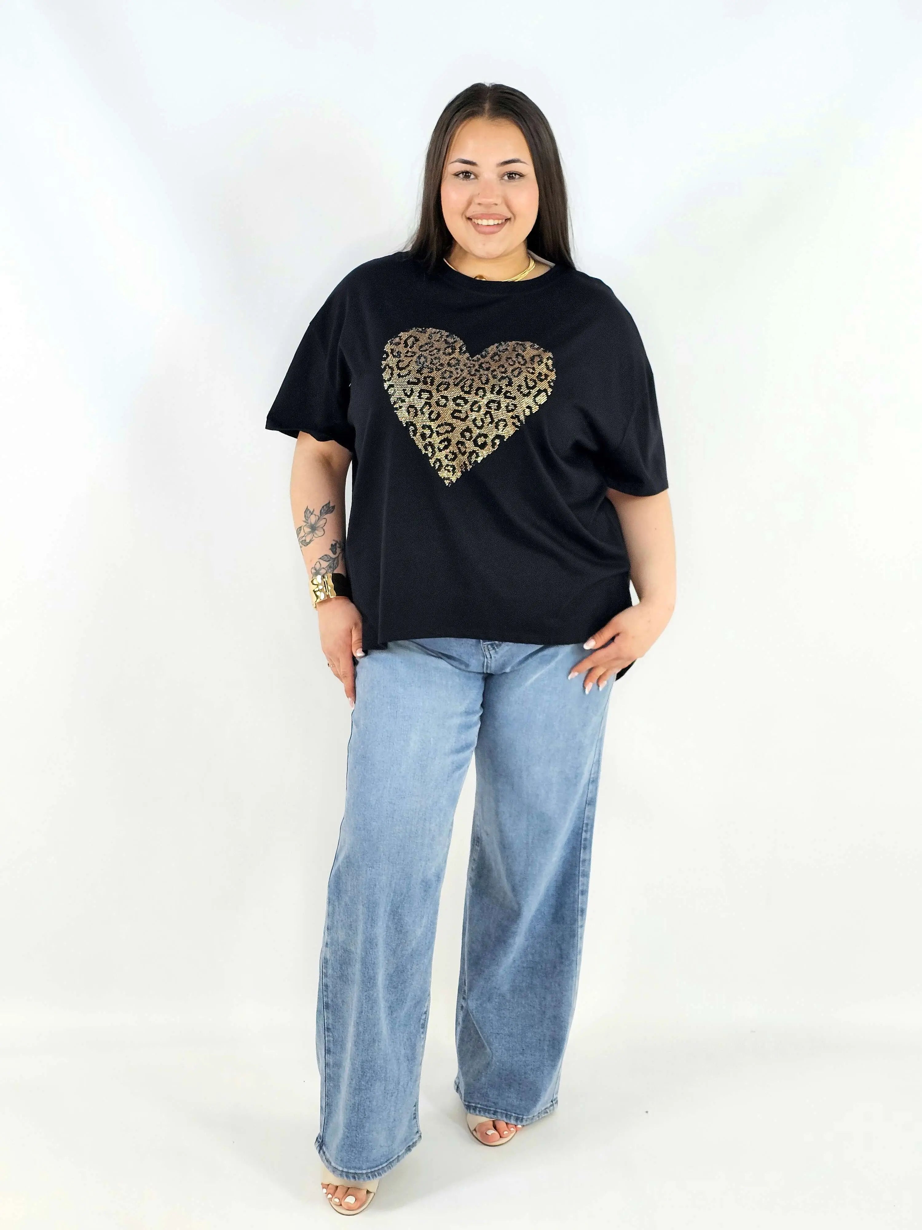 Bluzka plus size z ozdobnym sercem oversize lekka i stylowa Stylowa XL