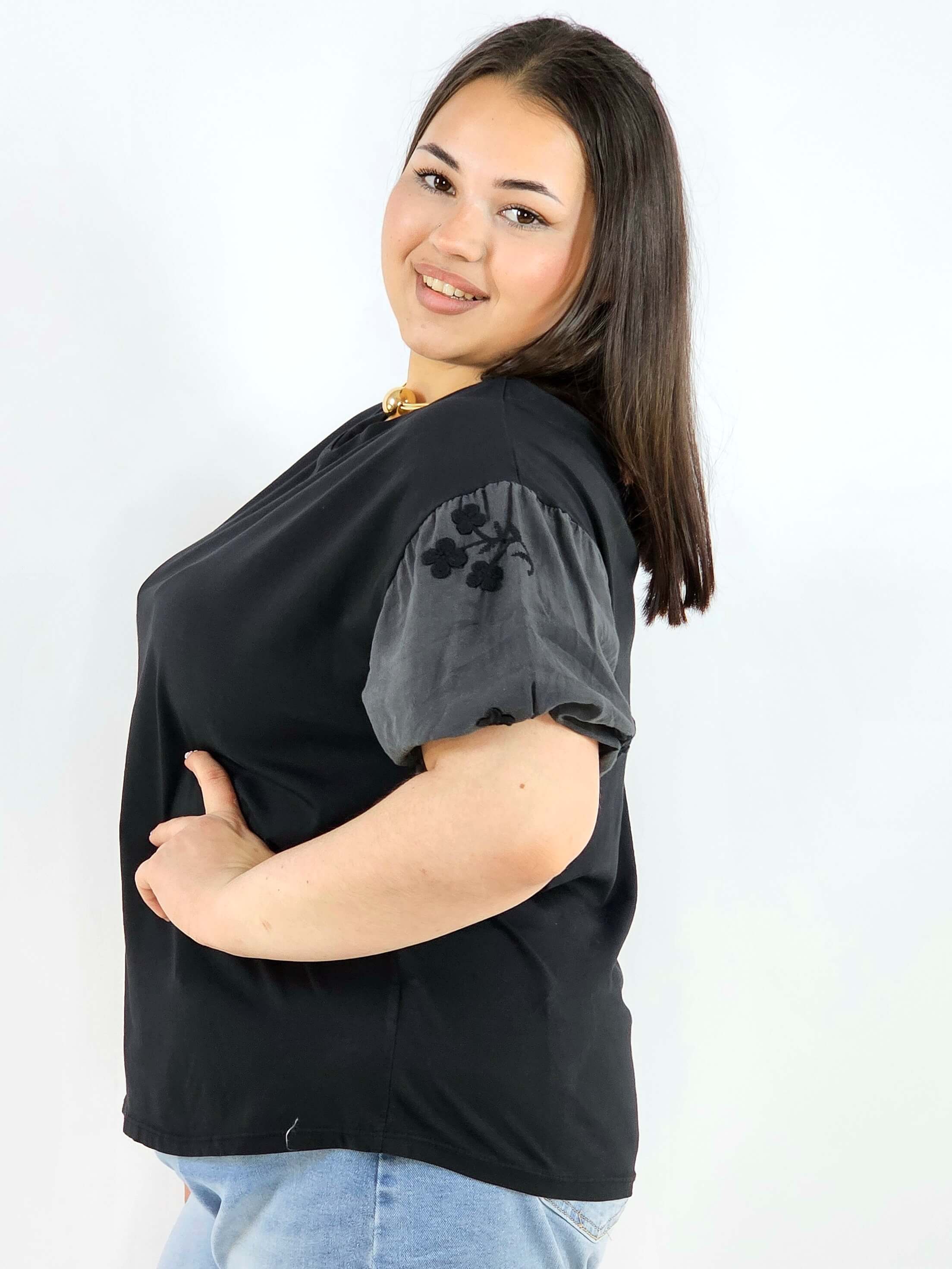 Bluzka plus size z ozdobnymi rękawami lekka i wygodna na co dzień Stylowa XL