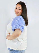 Bluzka plus size z ozdobnymi rękawami w paski lekka i stylowa na wiosnę Stylowa XL