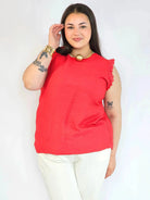 Bluzka plus size z wiskozy – lekka bluzka damska XXL z haftowanym rękawem Stylowa XL
