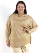 Bluzka plus size złota – elegancka bluzka XXL z połyskiem Stylowa XL