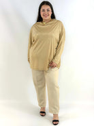 Bluzka plus size złota – elegancka bluzka XXL z połyskiem Stylowa XL