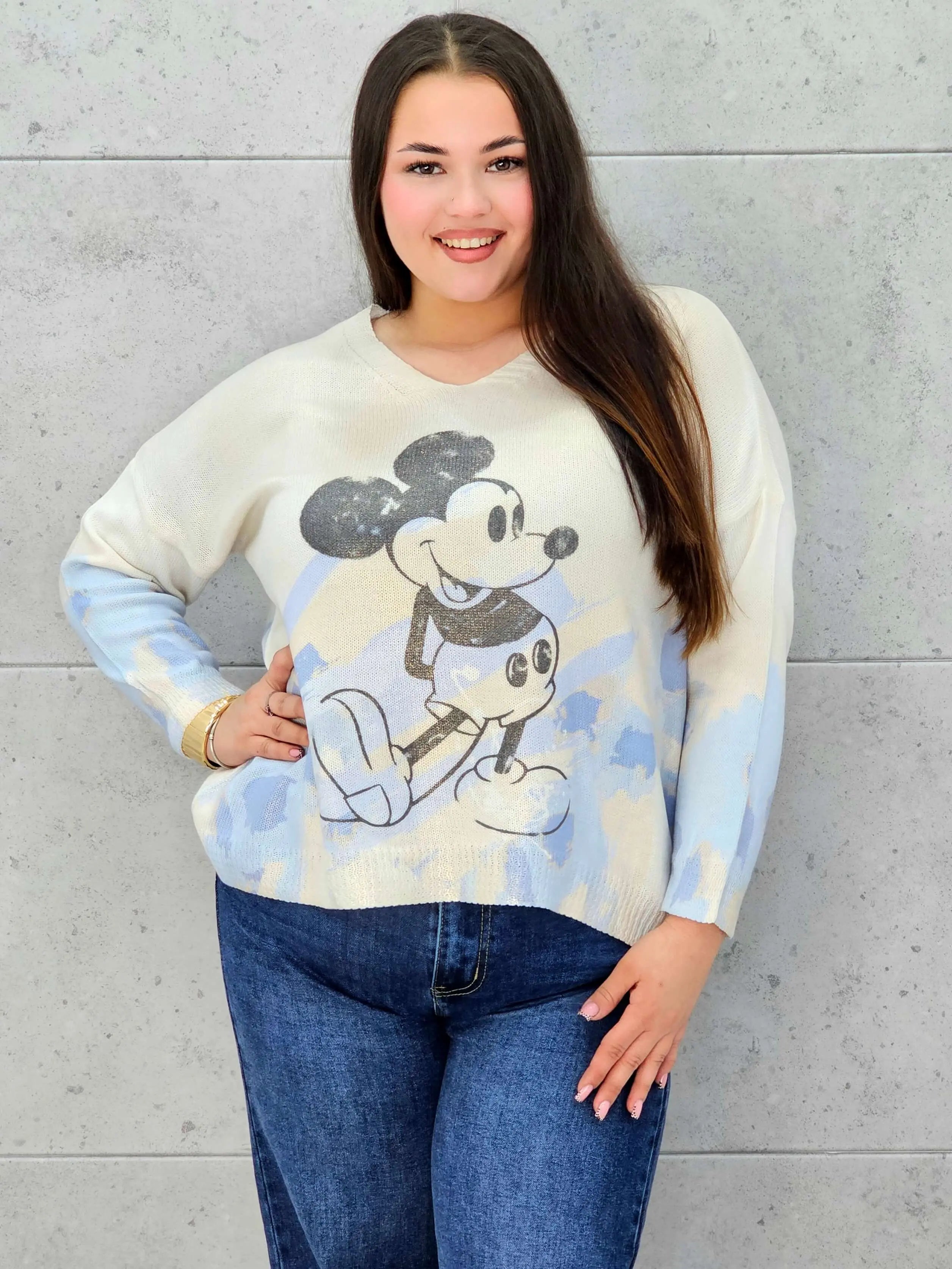 Bluzka sweterkowa plus size z nadrukiem – lekka i stylowa Stylowa XL Stylowa XL