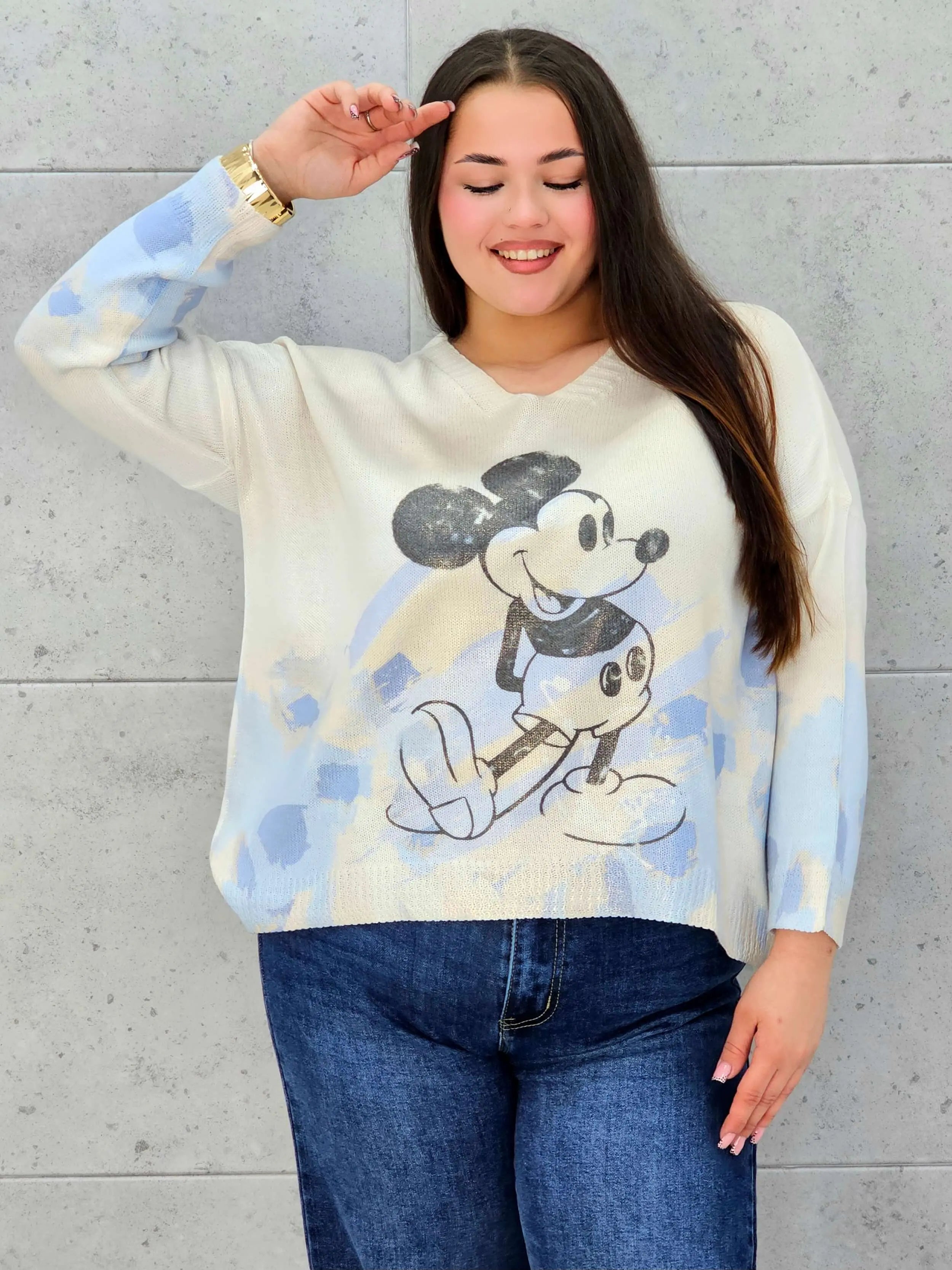 Bluzka sweterkowa plus size z nadrukiem – lekka i stylowa Stylowa XL Stylowa XL