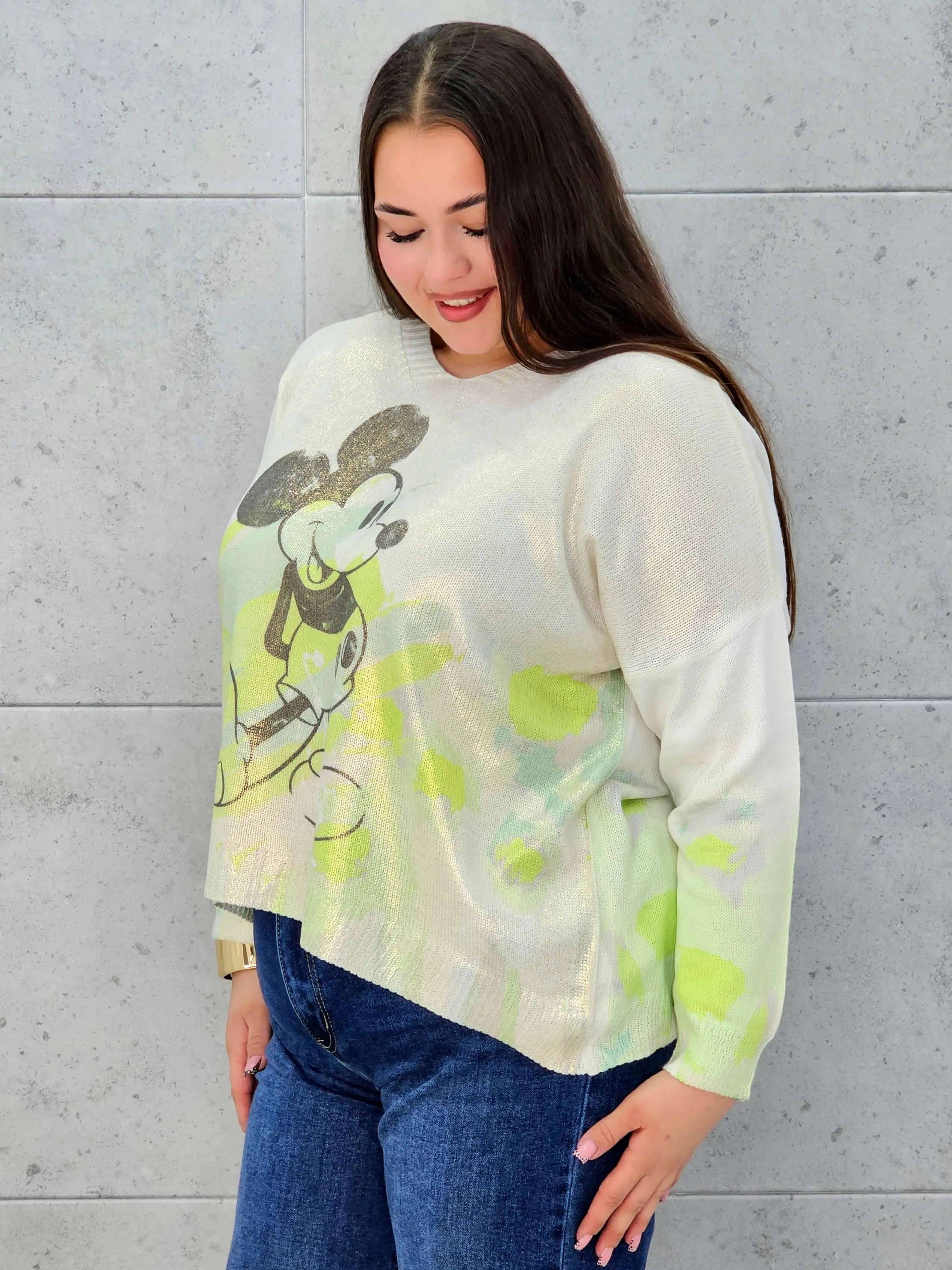 Bluzka sweterkowa plus size z nadrukiem – lekka i stylowa Stylowa XL Stylowa XL