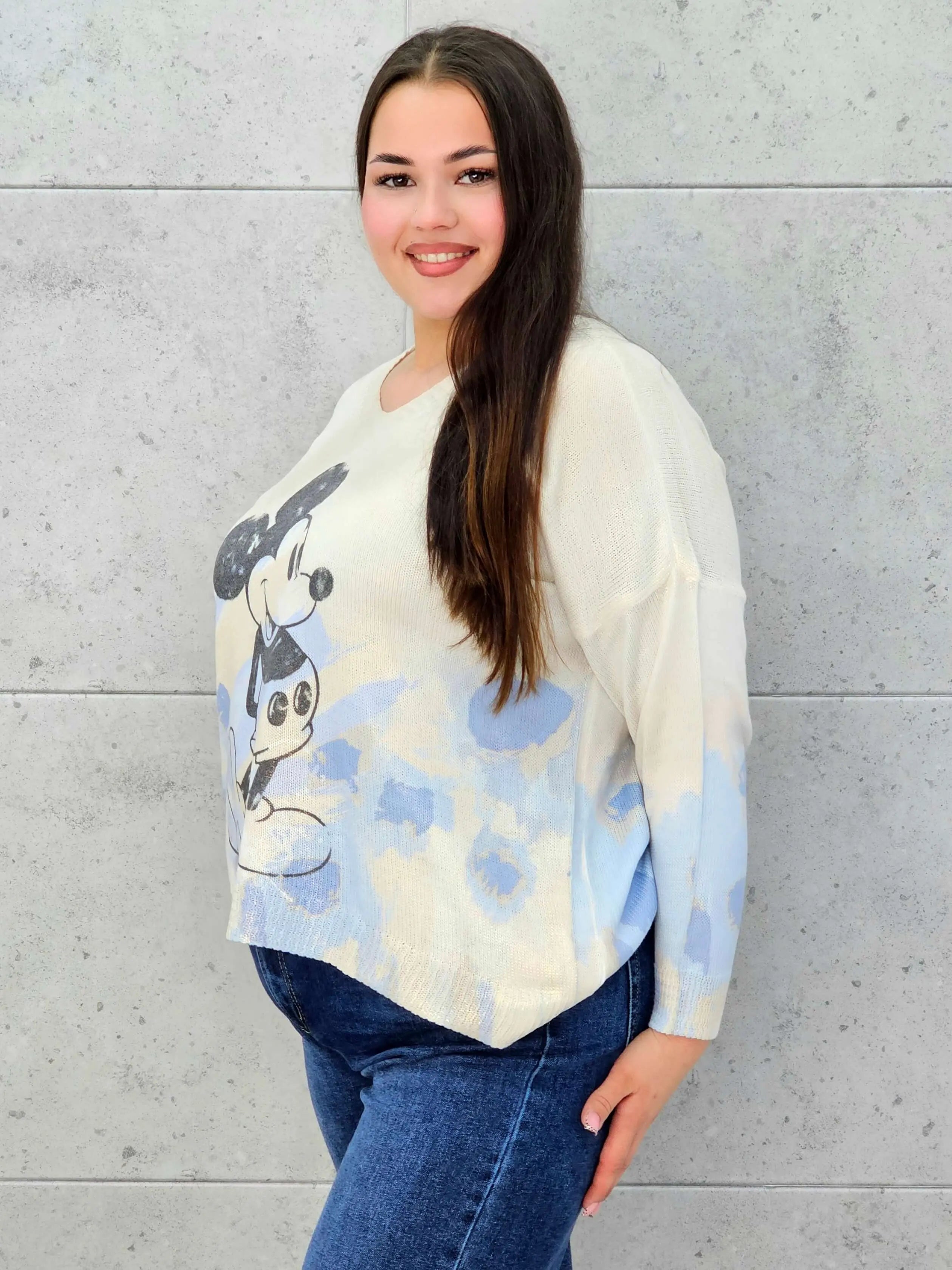 Bluzka sweterkowa plus size z nadrukiem – lekka i stylowa Stylowa XL Stylowa XL