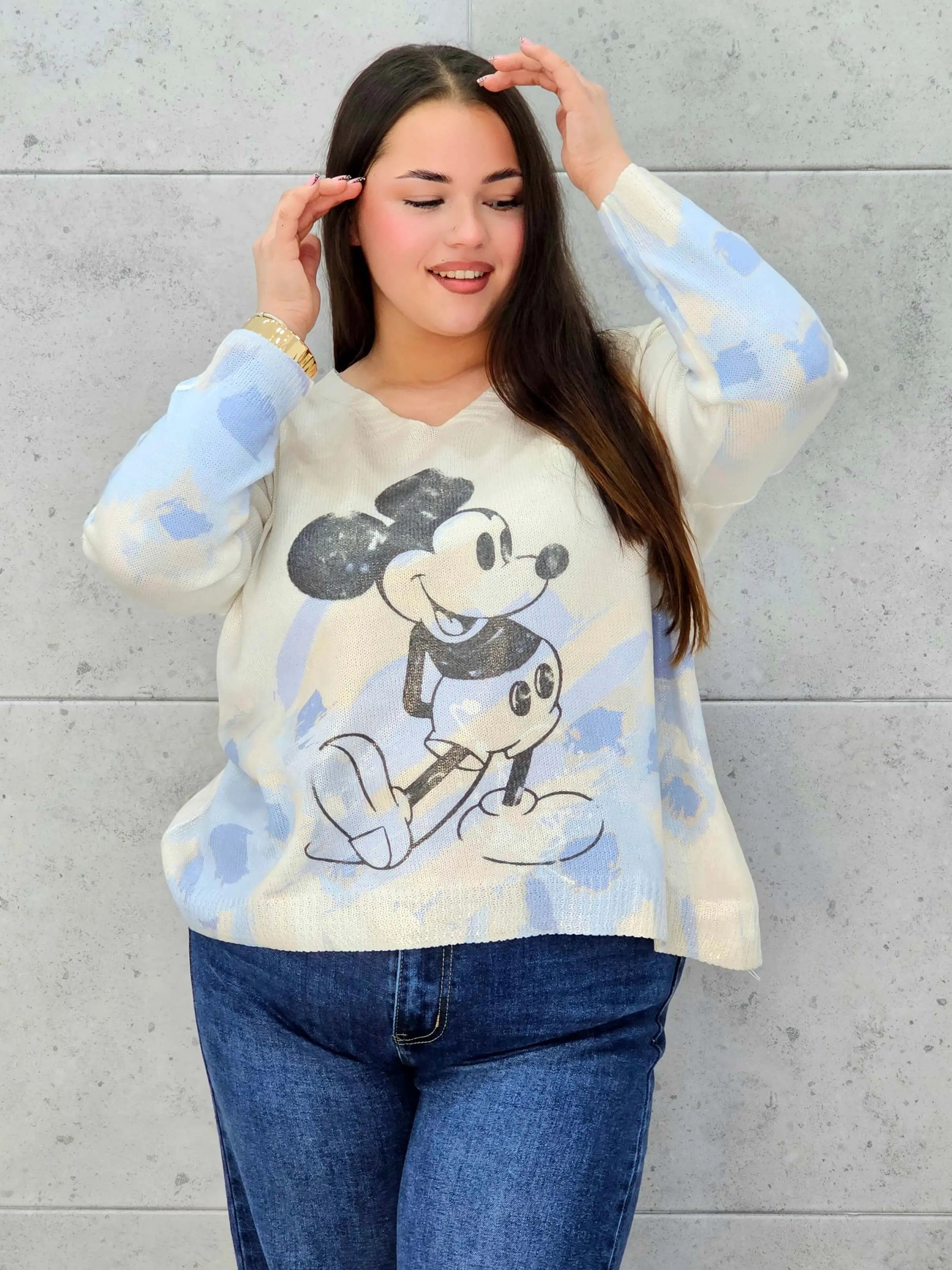 Bluzka sweterkowa plus size z nadrukiem – lekka i stylowa Stylowa XL Stylowa XL