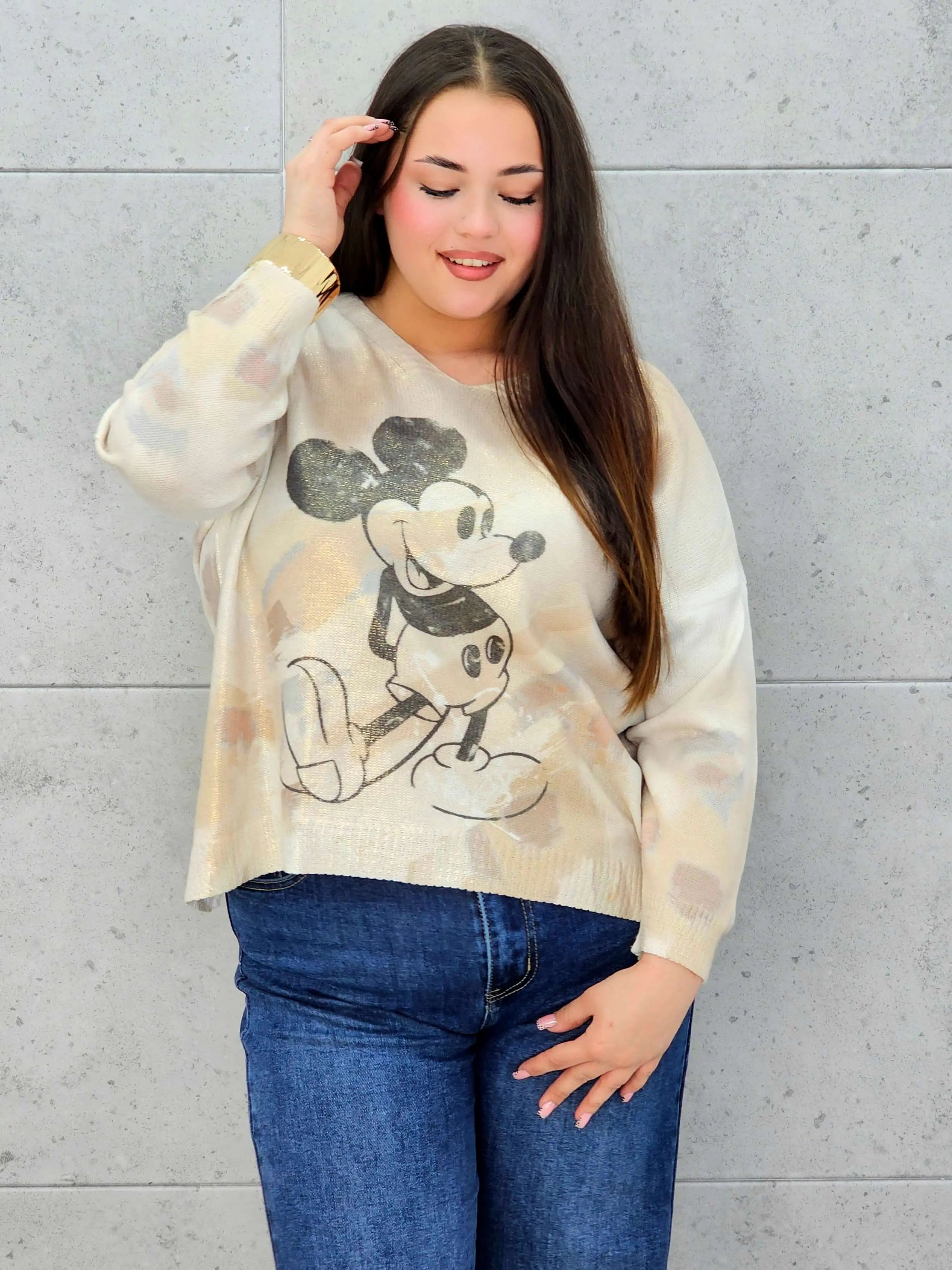 Bluzka sweterkowa plus size z nadrukiem – lekka i stylowa Stylowa XL Stylowa XL