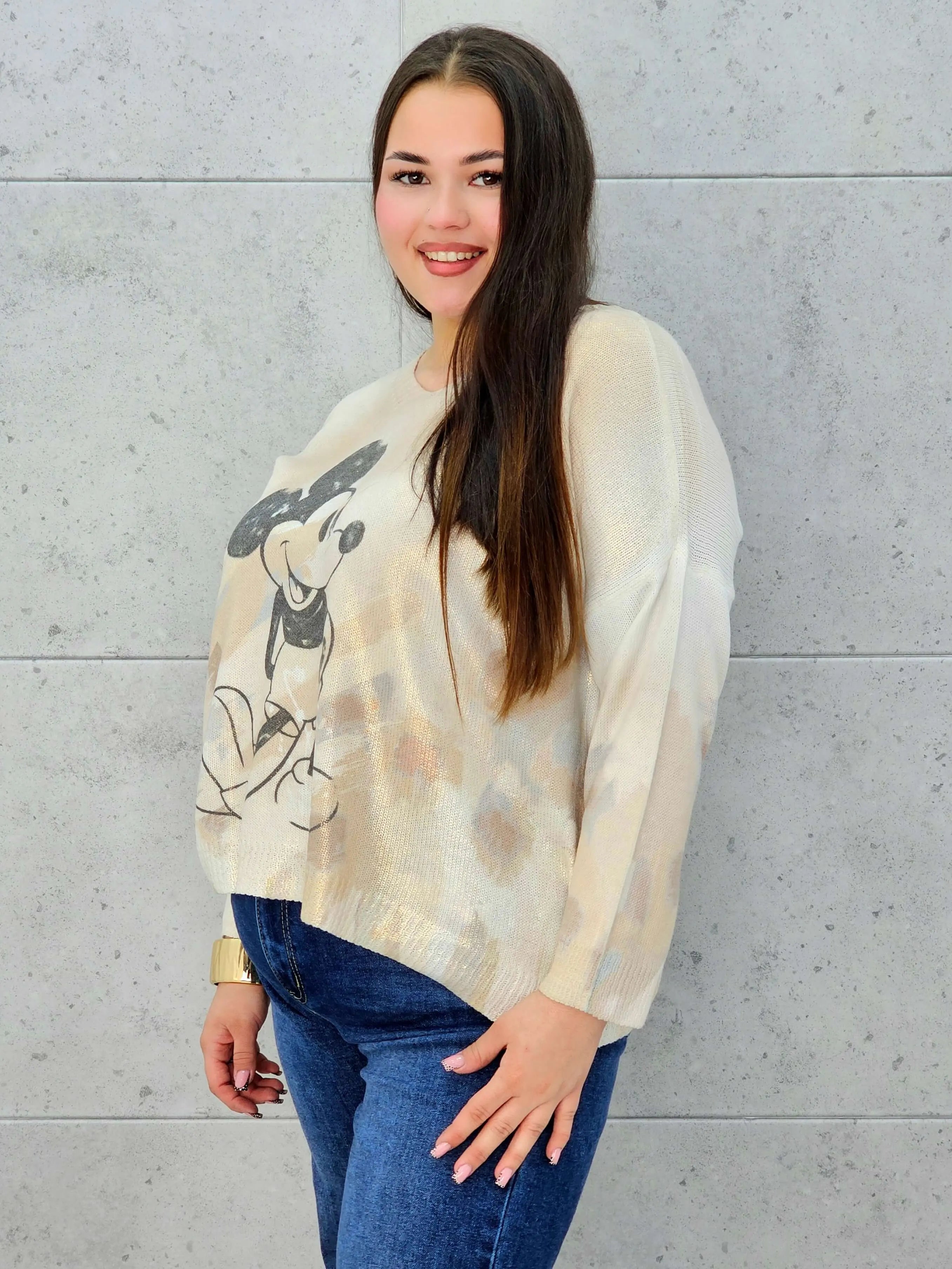 Bluzka sweterkowa plus size z nadrukiem – lekka i stylowa Stylowa XL Stylowa XL