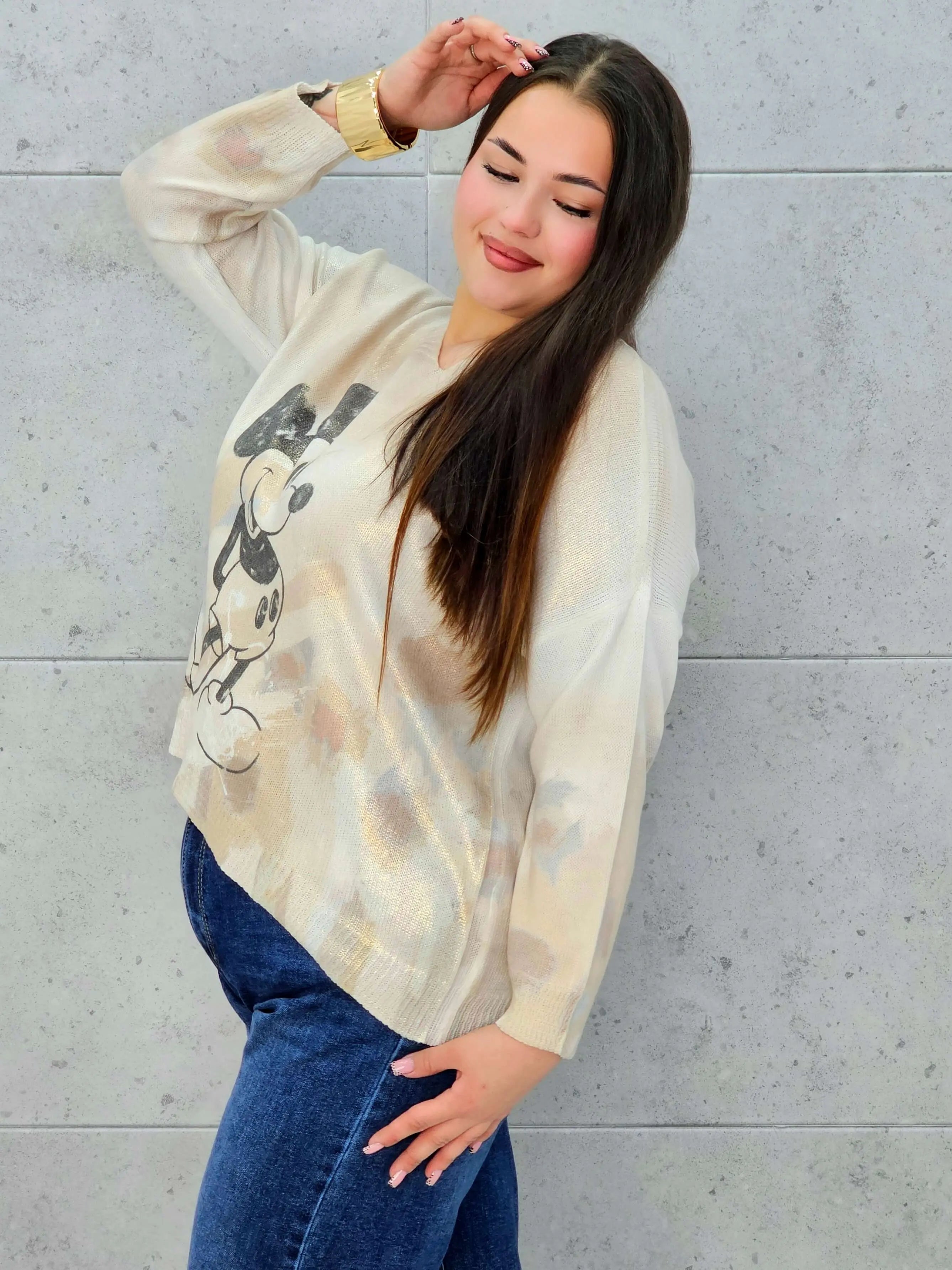 Bluzka sweterkowa plus size z nadrukiem – lekka i stylowa Stylowa XL Stylowa XL