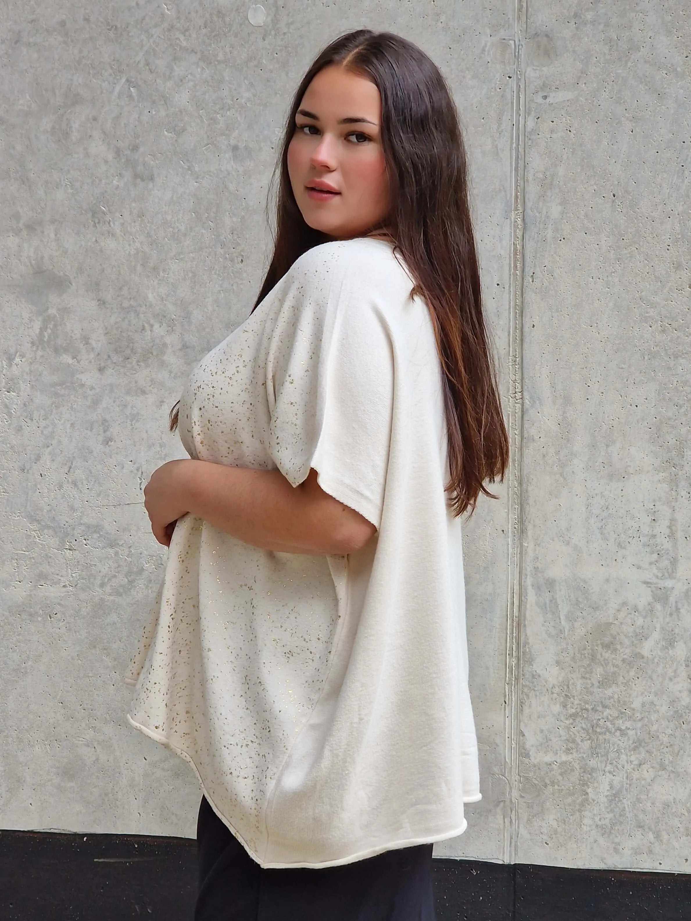 Bluzka sweterkowa z krótkim rękawem Stylowa XL