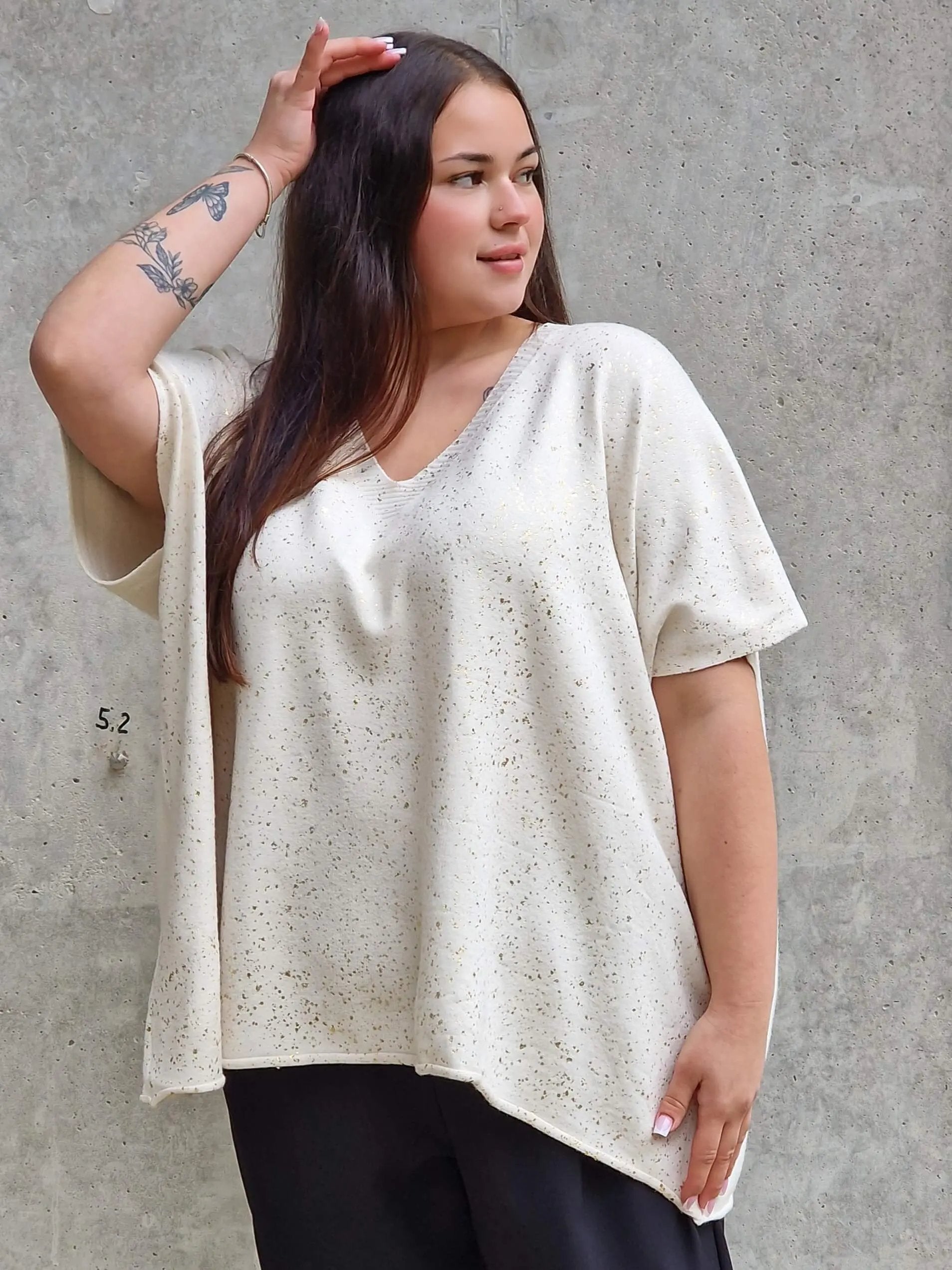 Bluzka sweterkowa z krótkim rękawem Stylowa XL