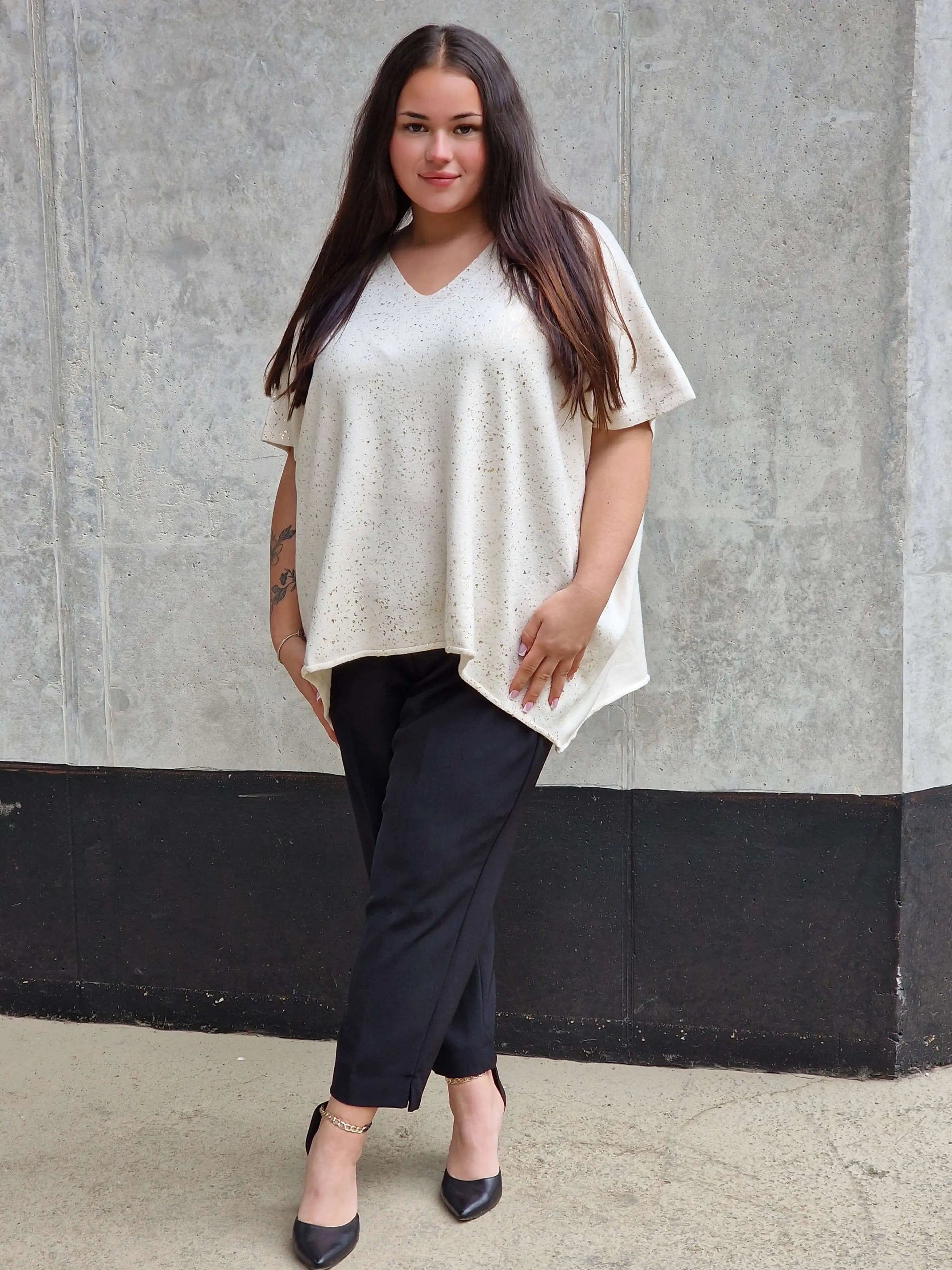 Bluzka sweterkowa z krótkim rękawem Stylowa XL