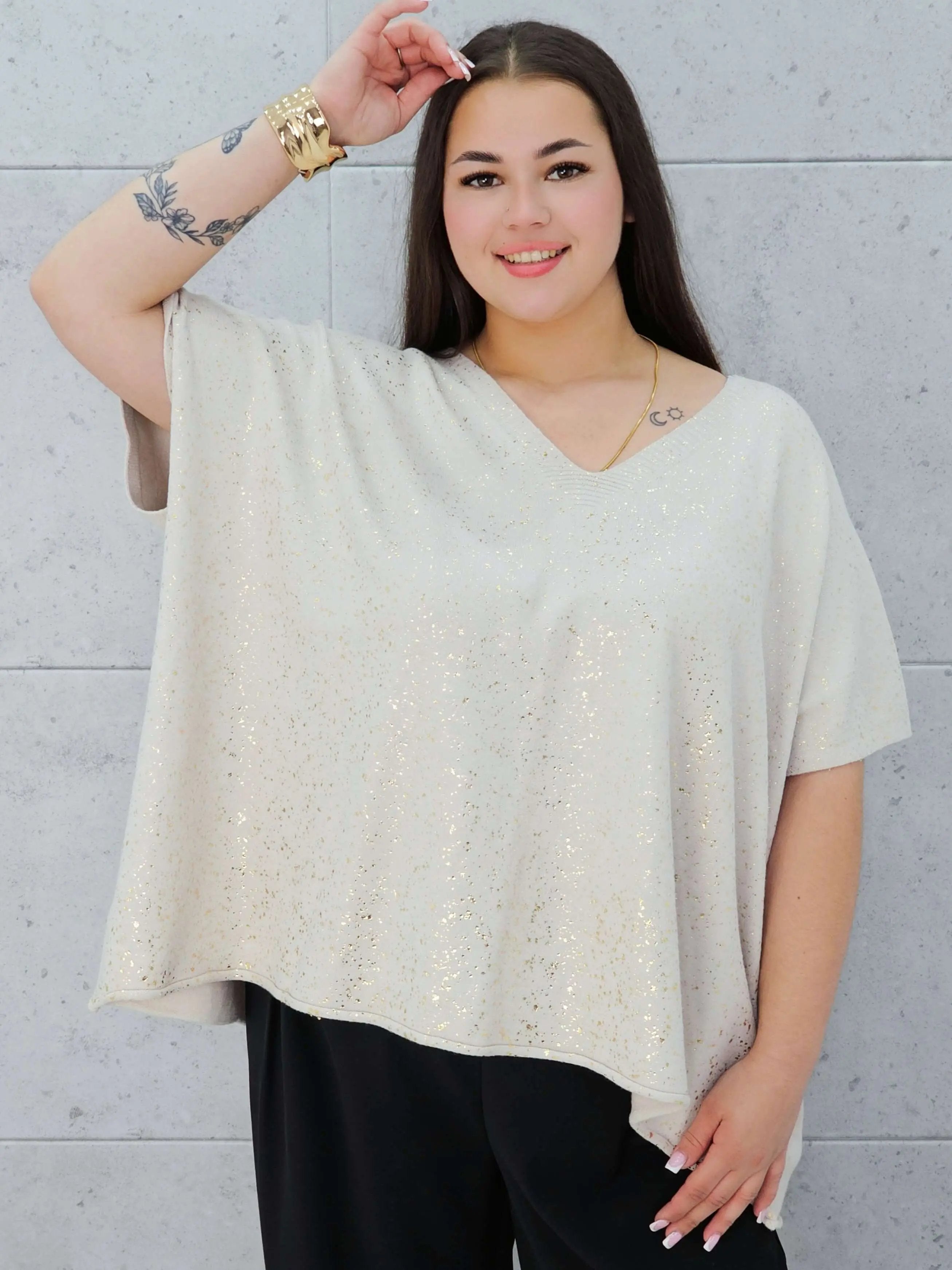 Bluzka sweterkowa z krótkim rękawem Stylowa XL