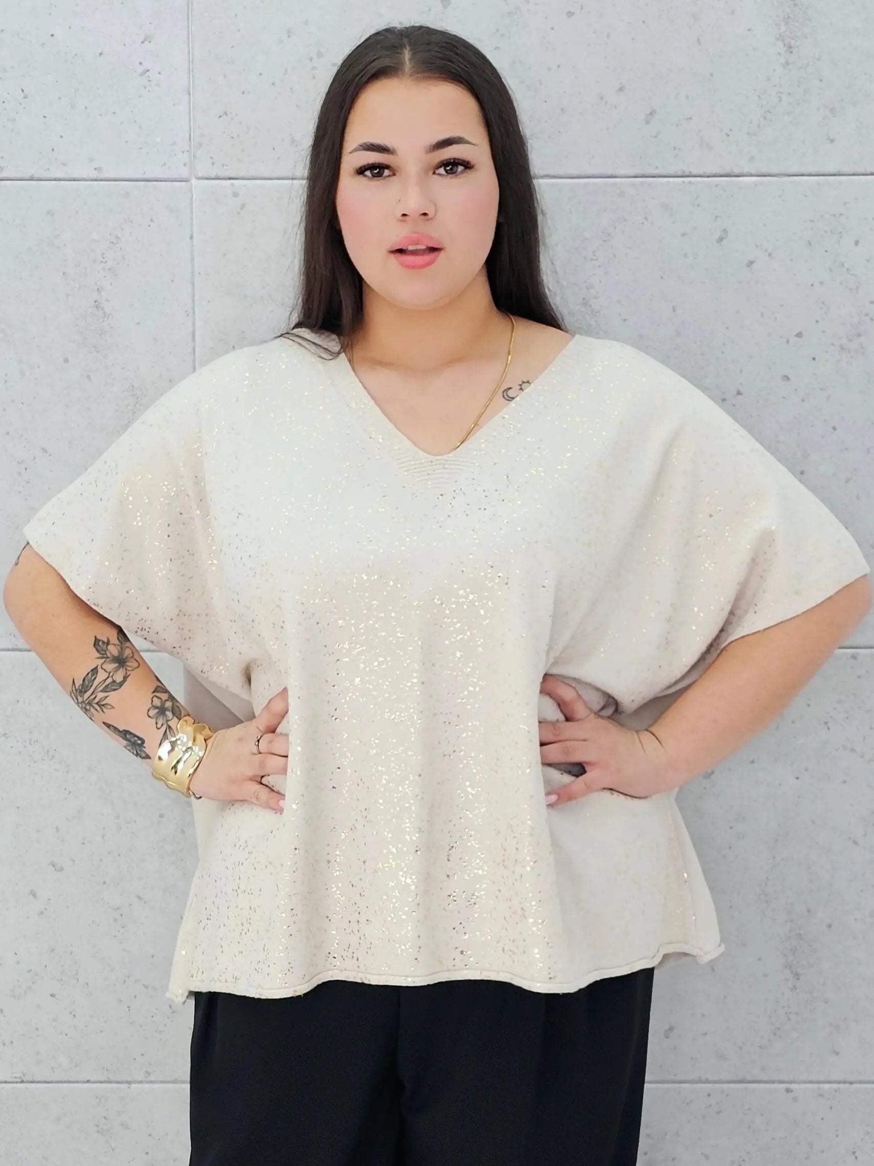 Bluzka sweterkowa z krótkim rękawem Stylowa XL