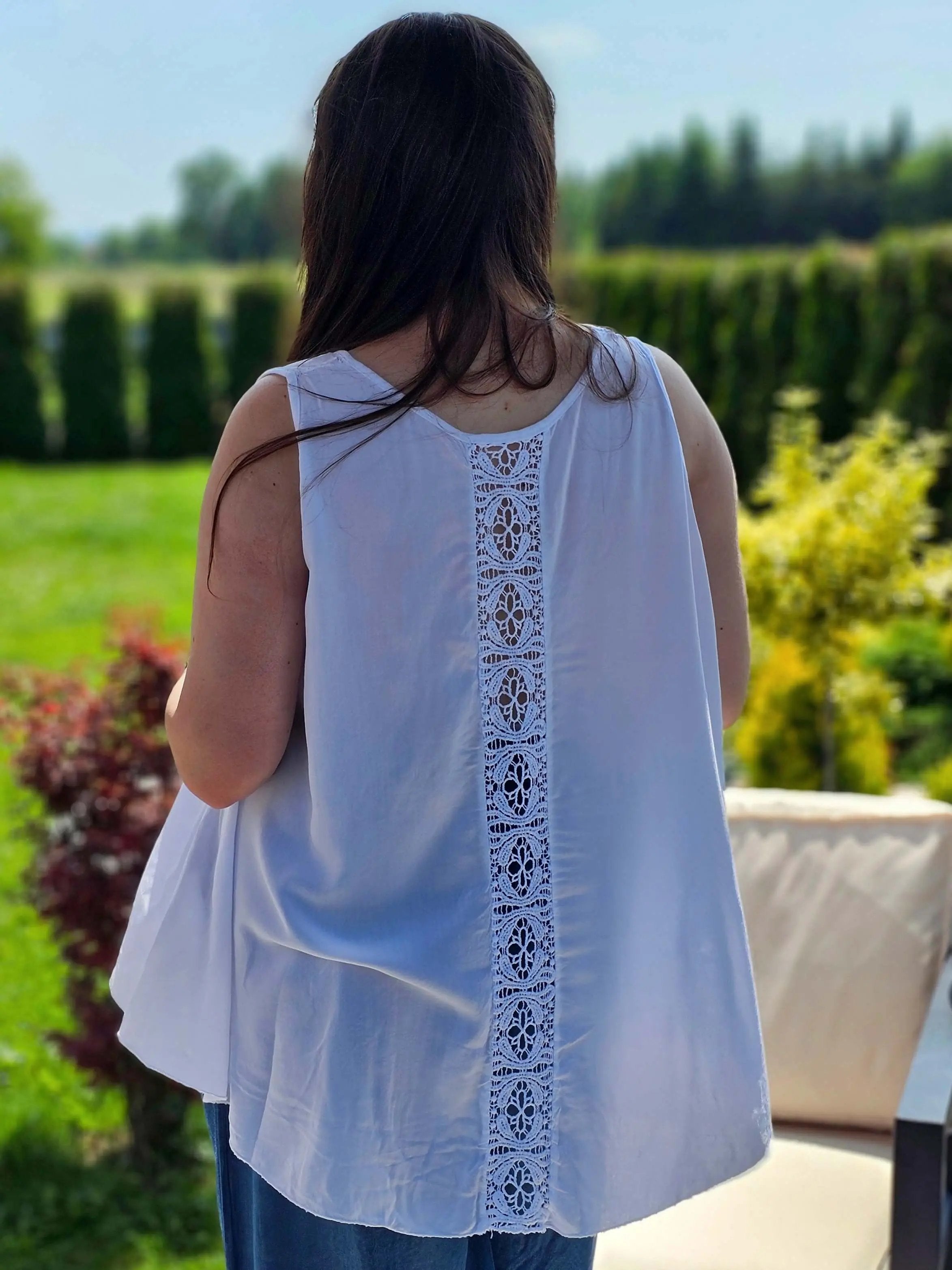 Bluzka z Koronkowym Wzorem na Plecach Stylowa XL