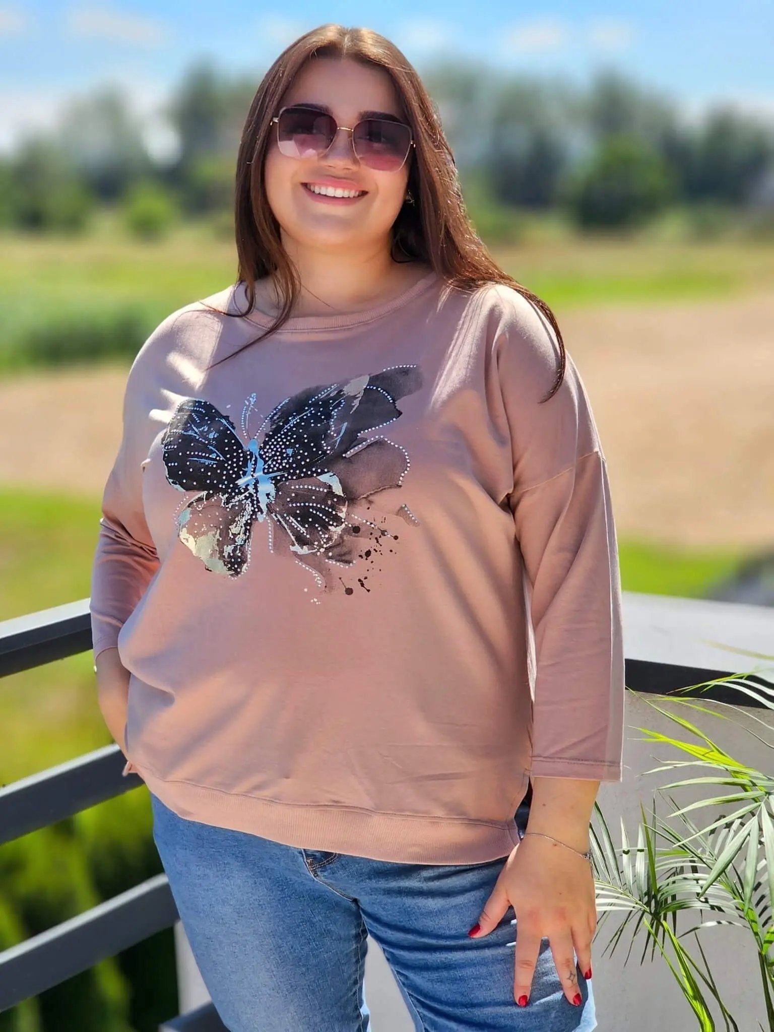 Bluzka z aplikacją motyla Stylowa XL