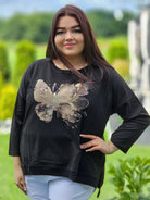 Bluzka z aplikacją motyla Stylowa XL