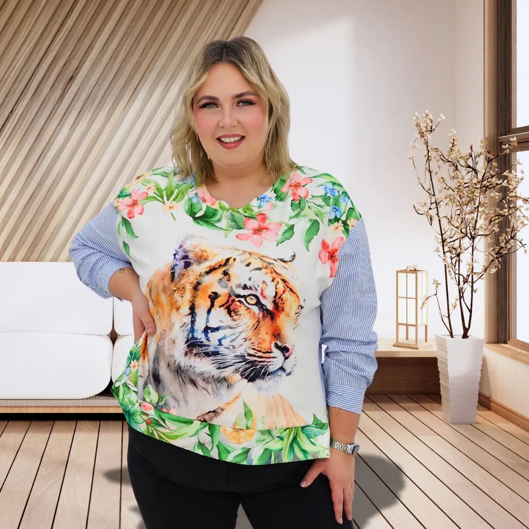 Bluzka z aplikacja na przodzie Stylowa XL