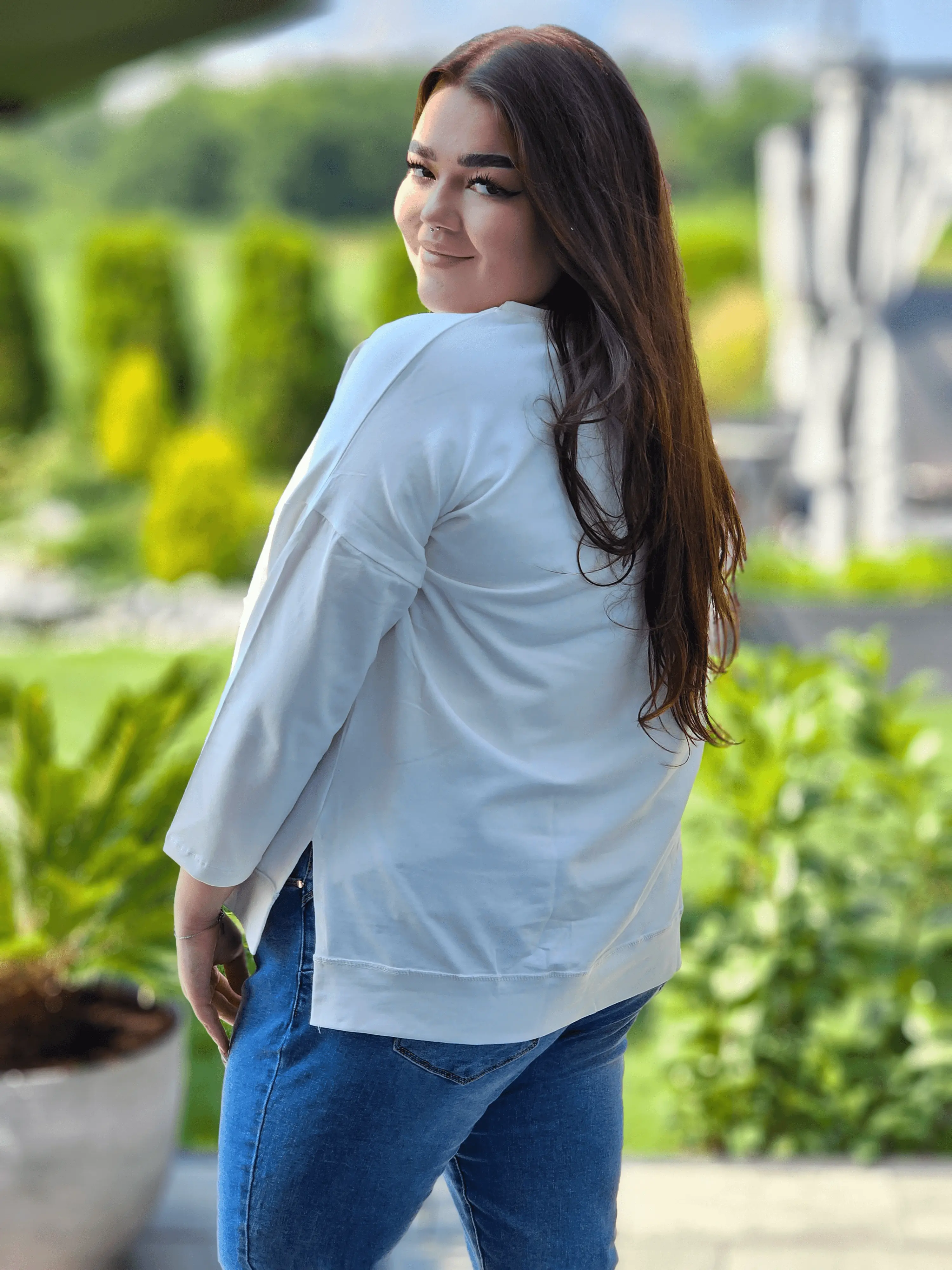 Bluzka z kwiatem Stylowa XL