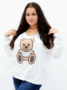 Bluzka z misiem i brokatowym akcentem Stylowa XL