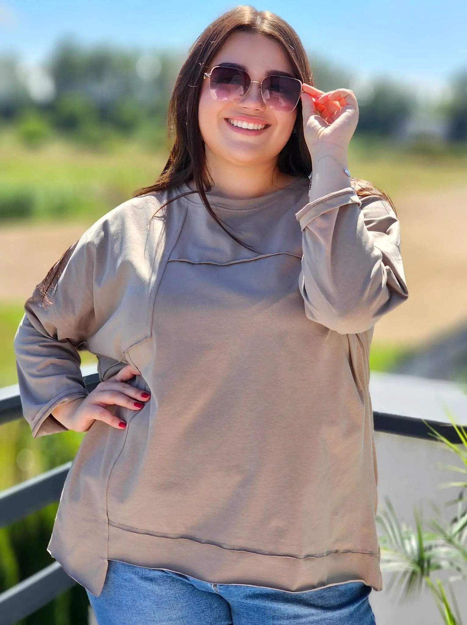 Bluzka z ozdobnymi przeszyciami Stylowa XL