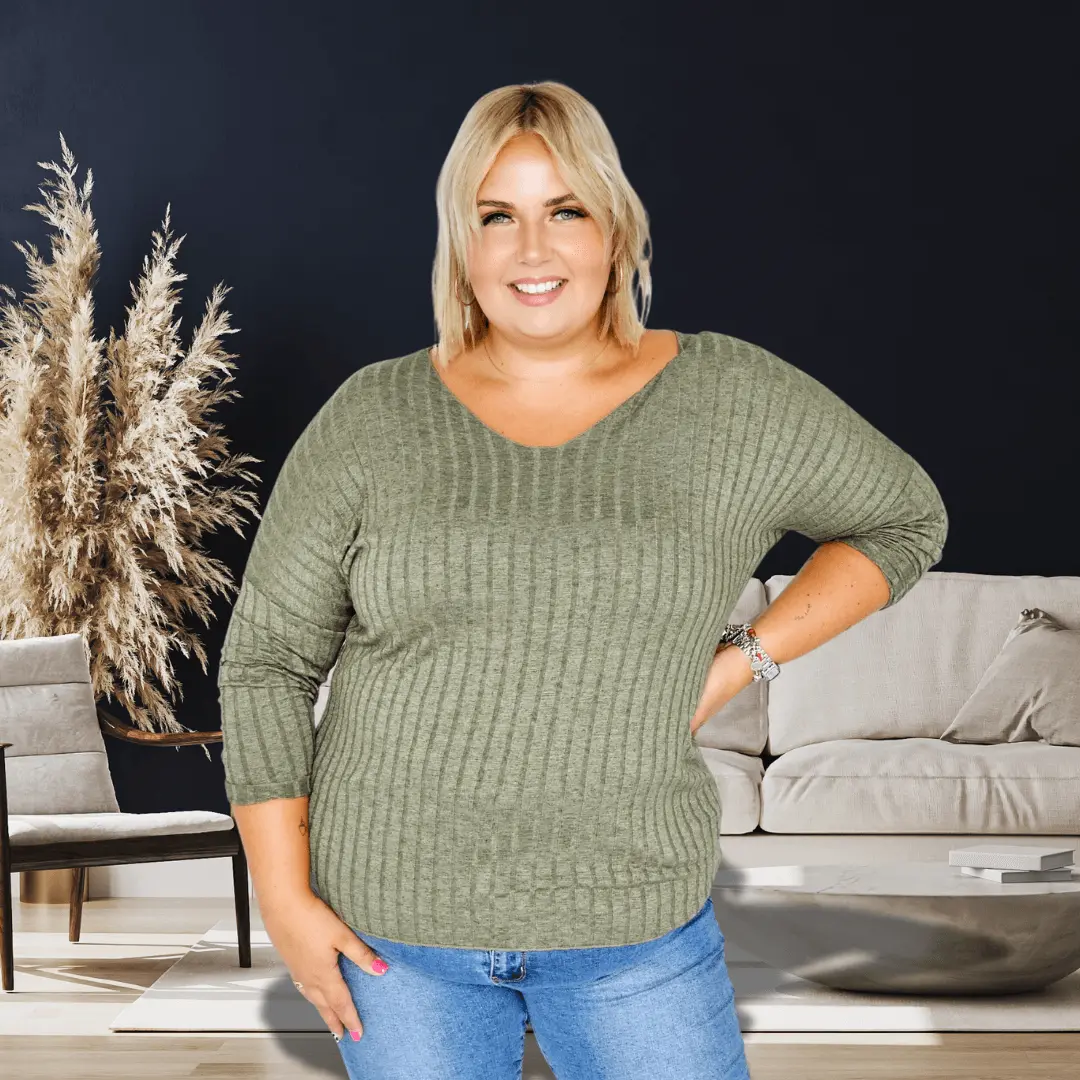 Bluzka, która Mówi „Mniej znaczy więcej” - khaki Stylowa XL