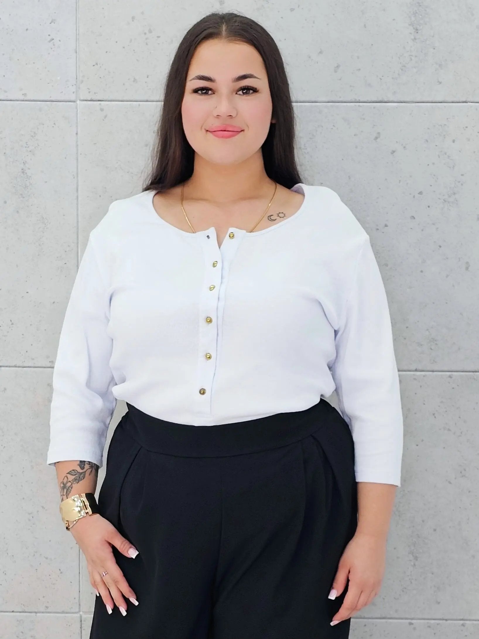 Body basic z guzikami Stylowa XL