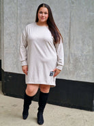 Brązowa tunika oversize z długim rękawem, dołem ściągacz Stylowa XL