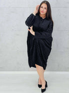 Cekinowa sukienka z marszczeniem Stylowa XL