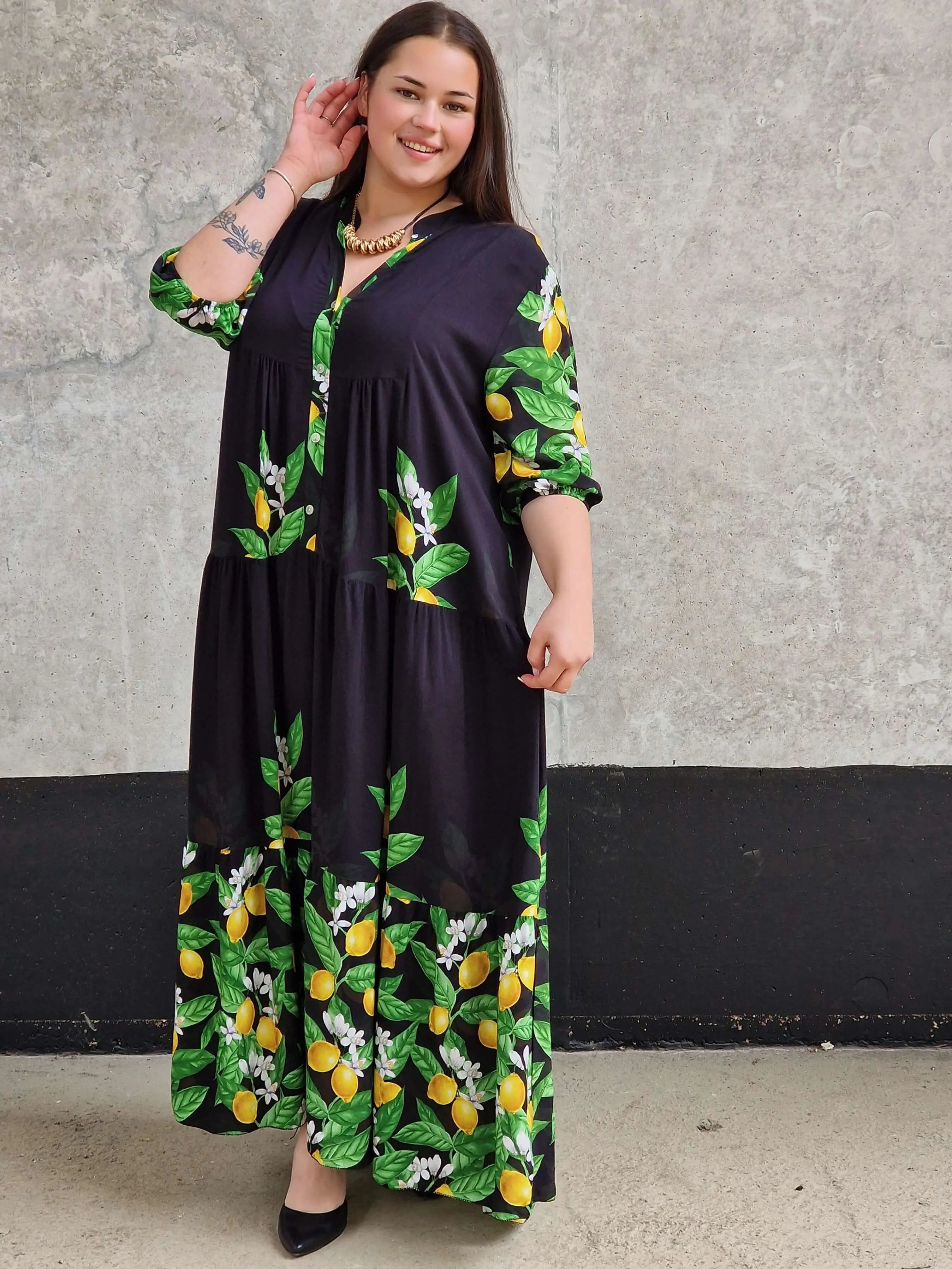 Cytrusowa sukienka w stylu maxi Stylowa XL