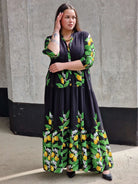 Cytrusowa sukienka w stylu maxi Stylowa XL