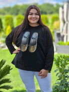 Czarna bluza z nadrukiem balerinek Stylowa XL