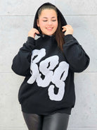 Czarna klasyczna bluza z materiałową wstawką na przodzie Stylowa XL