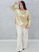 Czarna połyskująca bluzka z drapowaniem Stylowa XL