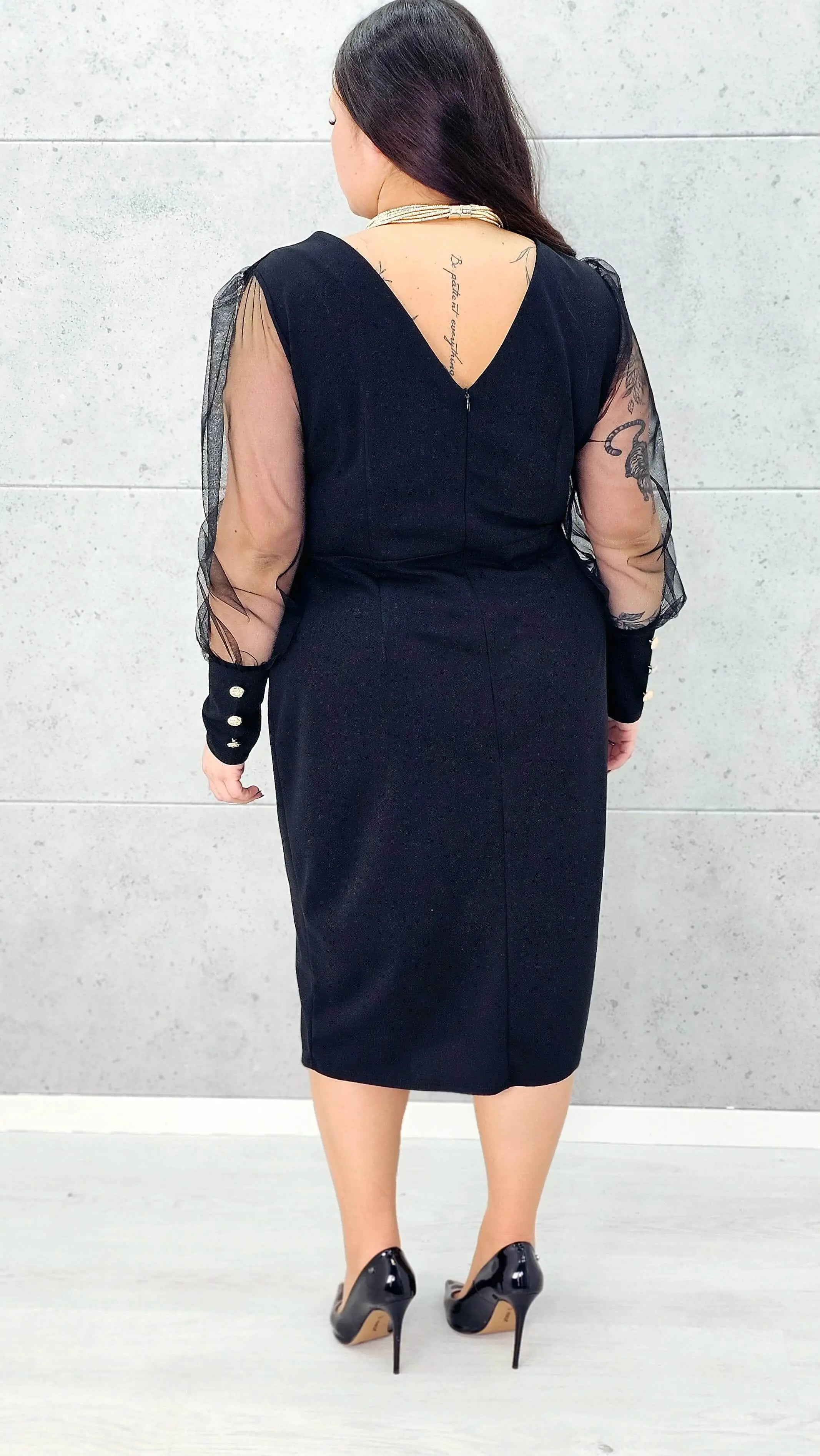 Elegancka czarna sukienka XL – widok tyłu