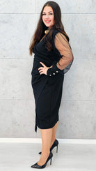 Sukienka plus size z tiulowymi rękawami i dekoltem V z tyłu