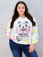 Damska bluzka oversize z nadrukiem- miki w kapturze Stylowa XL