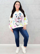 Damska bluzka oversize z nadrukiem- miki w kapturze Stylowa XL