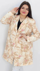 Damska marynarka z kwiatowym wzorem Stylowa XL