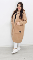 Długa bluza z kapturem – komfort i styl na co dzień - jasny brąz Stylowa XL