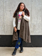 Długa kamizelka z kapturem Stylowa XL