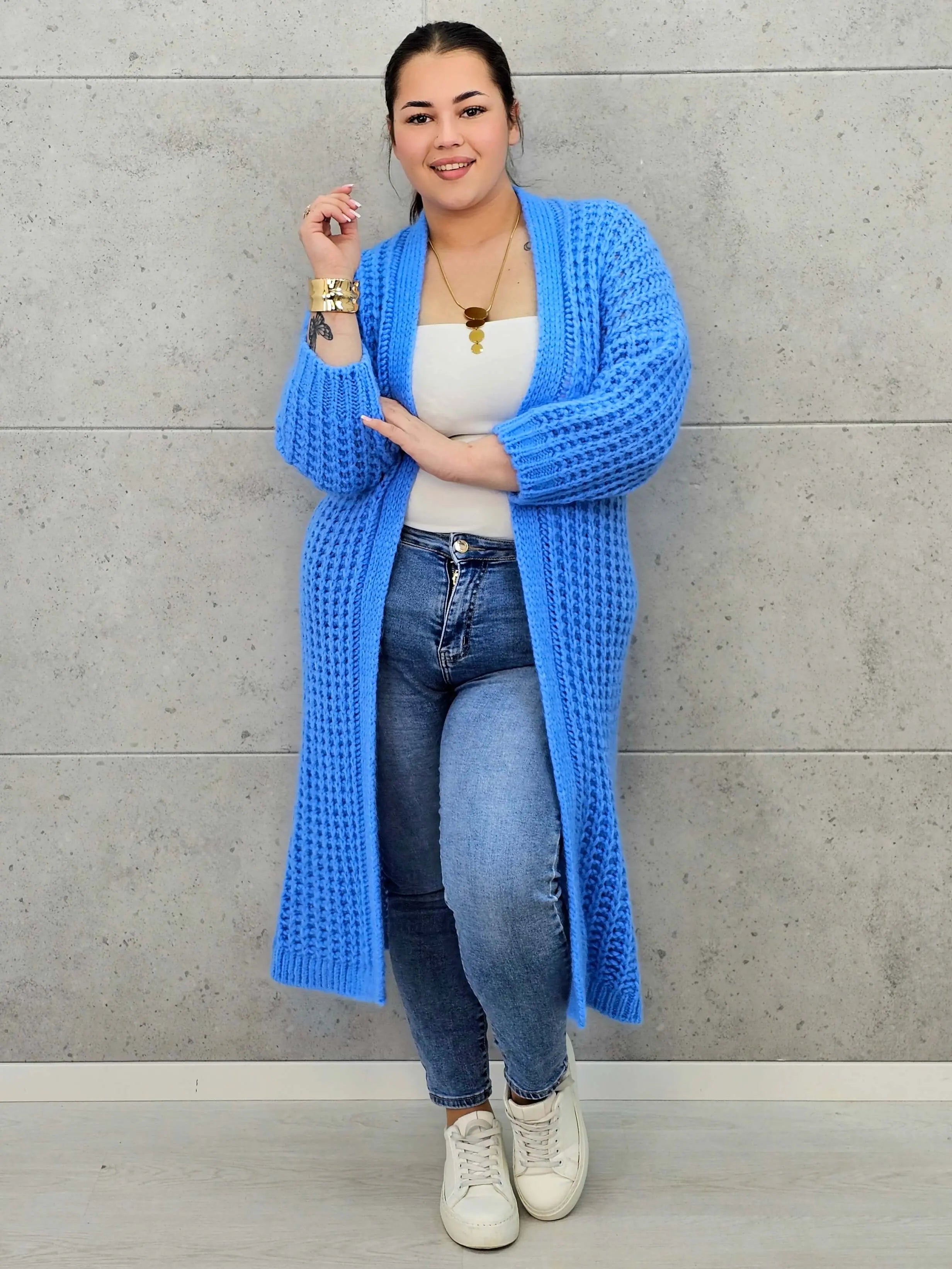 Długi kardigan plus size – modny, ciepły i wygodny sweter dla każdej kobiety Stylowa XL