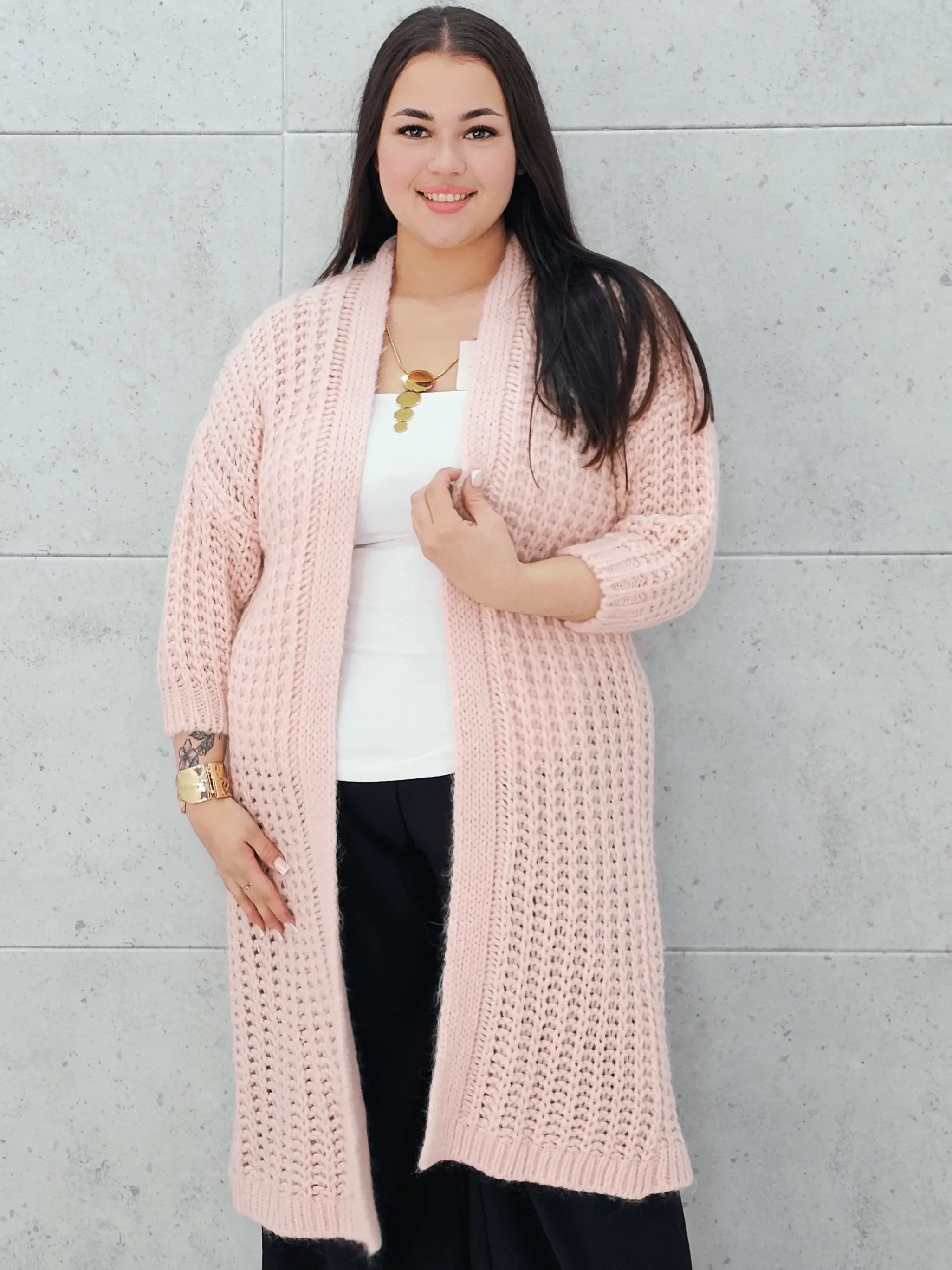 Długi kardigan plus size – modny, ciepły i wygodny sweter dla każdej kobiety Stylowa XL