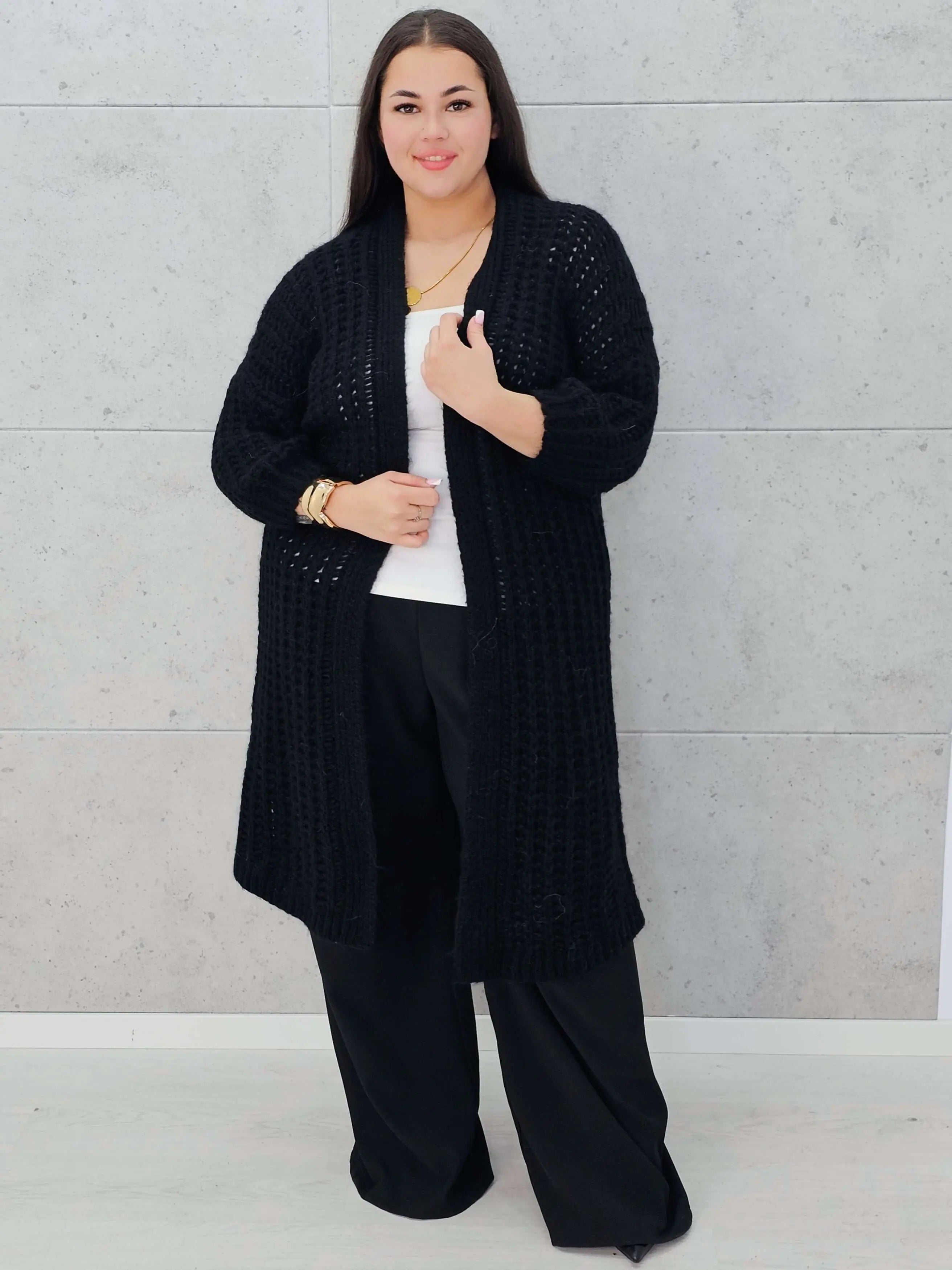 Długi kardigan plus size – modny, ciepły i wygodny sweter dla każdej kobiety Stylowa XL