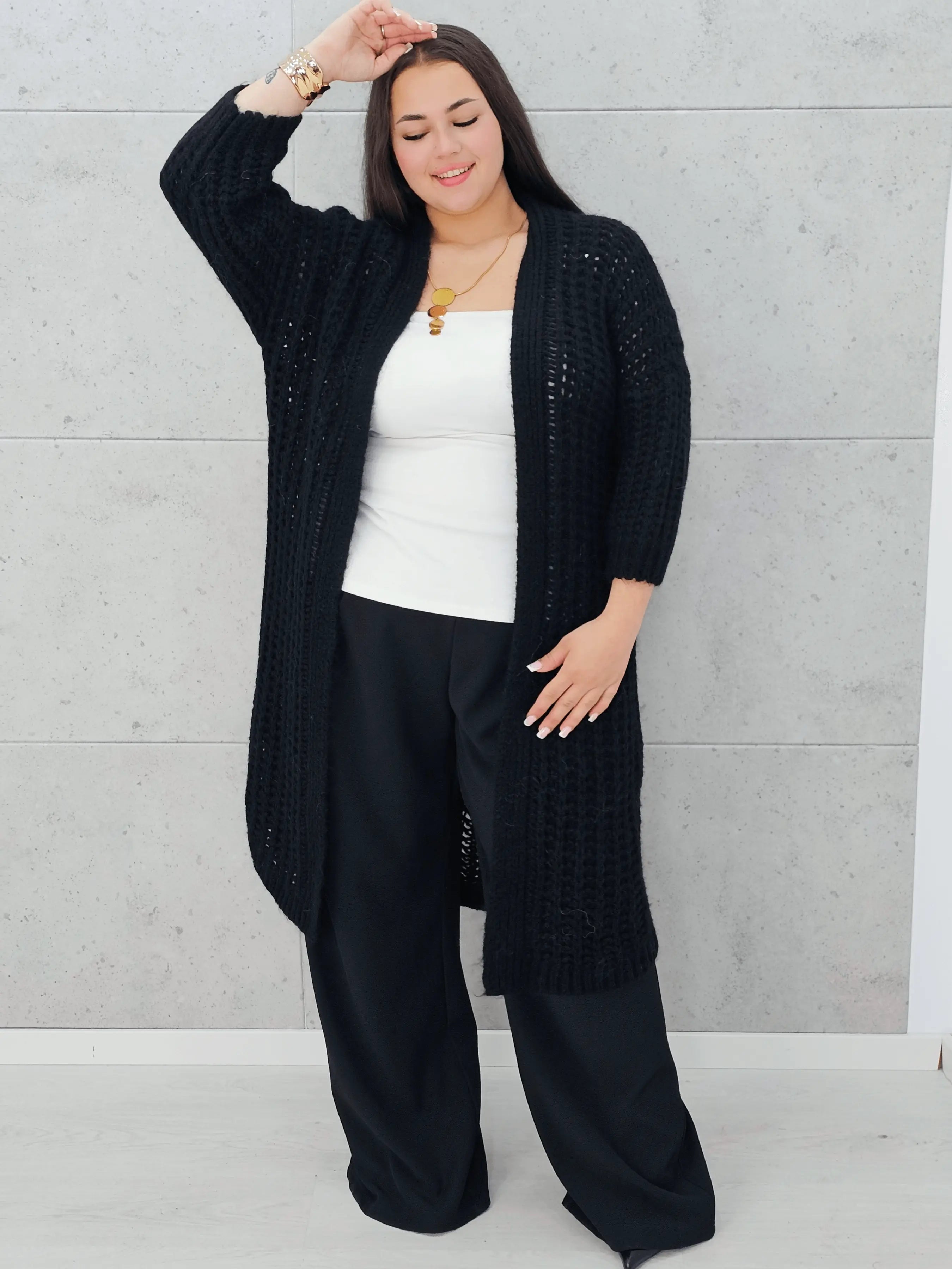 Długi kardigan plus size – modny, ciepły i wygodny sweter dla każdej kobiety Stylowa XL