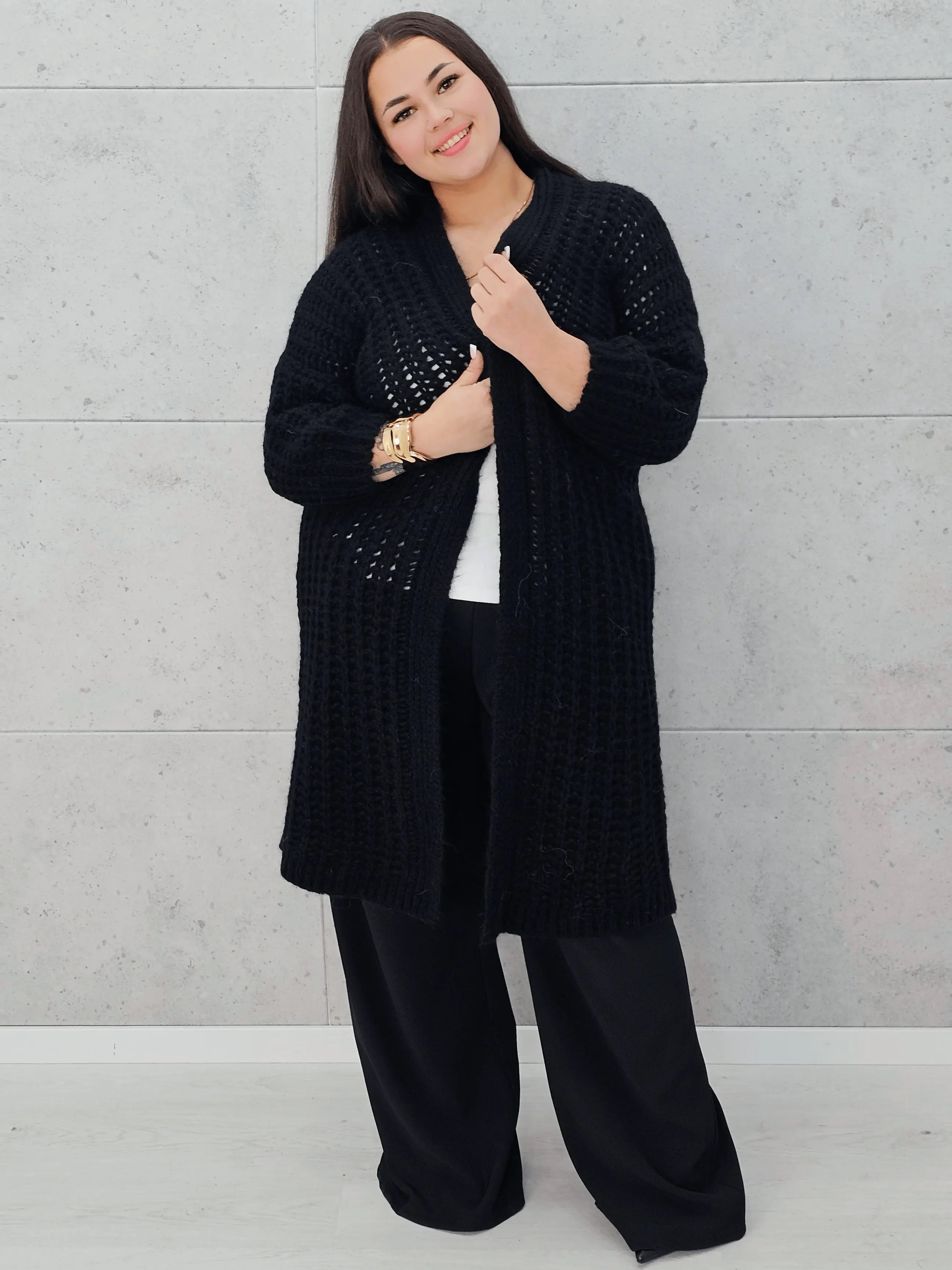 Długi kardigan plus size – modny, ciepły i wygodny sweter dla każdej kobiety Stylowa XL
