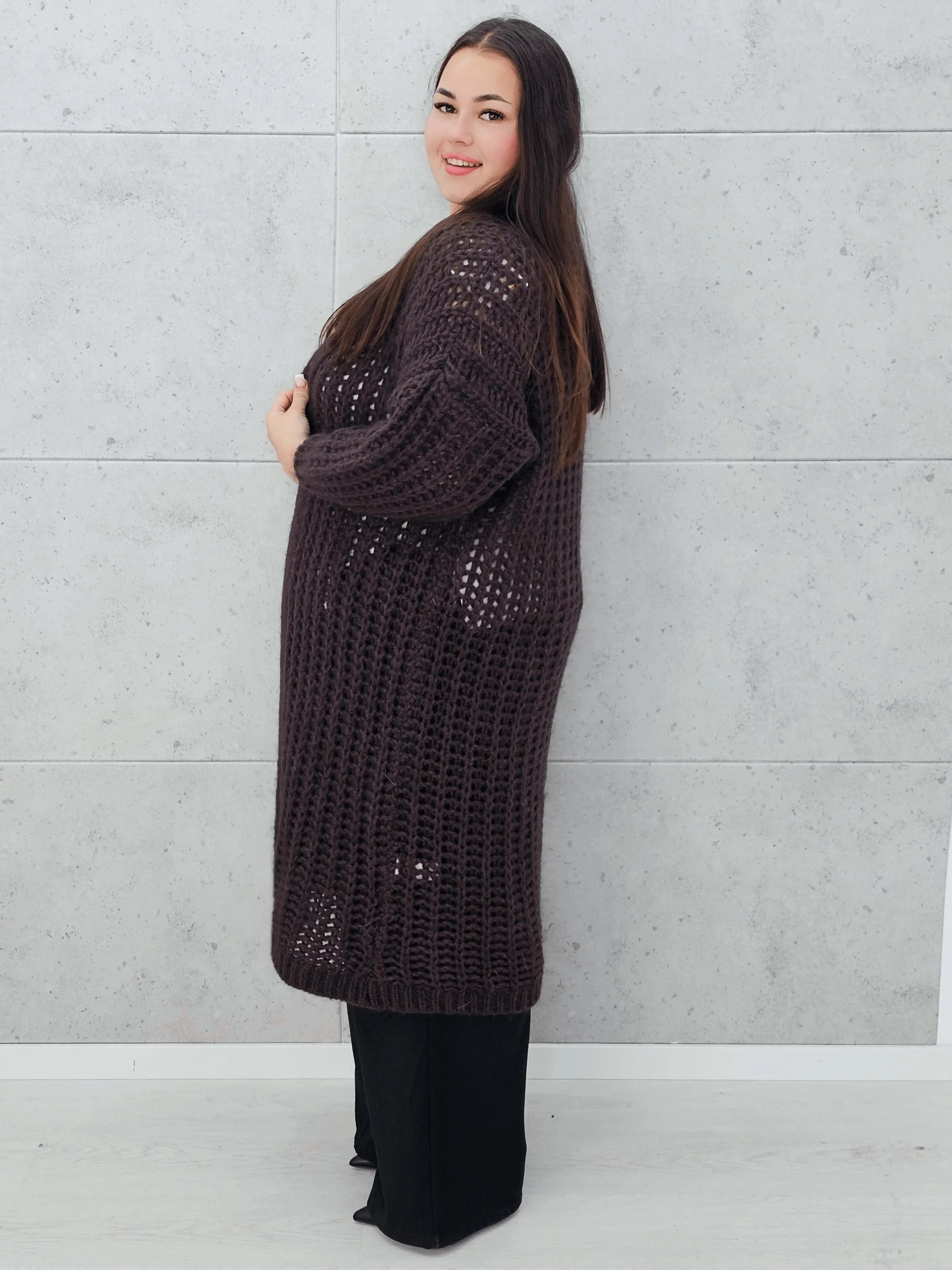 Długi kardigan plus size – modny, ciepły i wygodny sweter dla każdej kobiety Stylowa XL