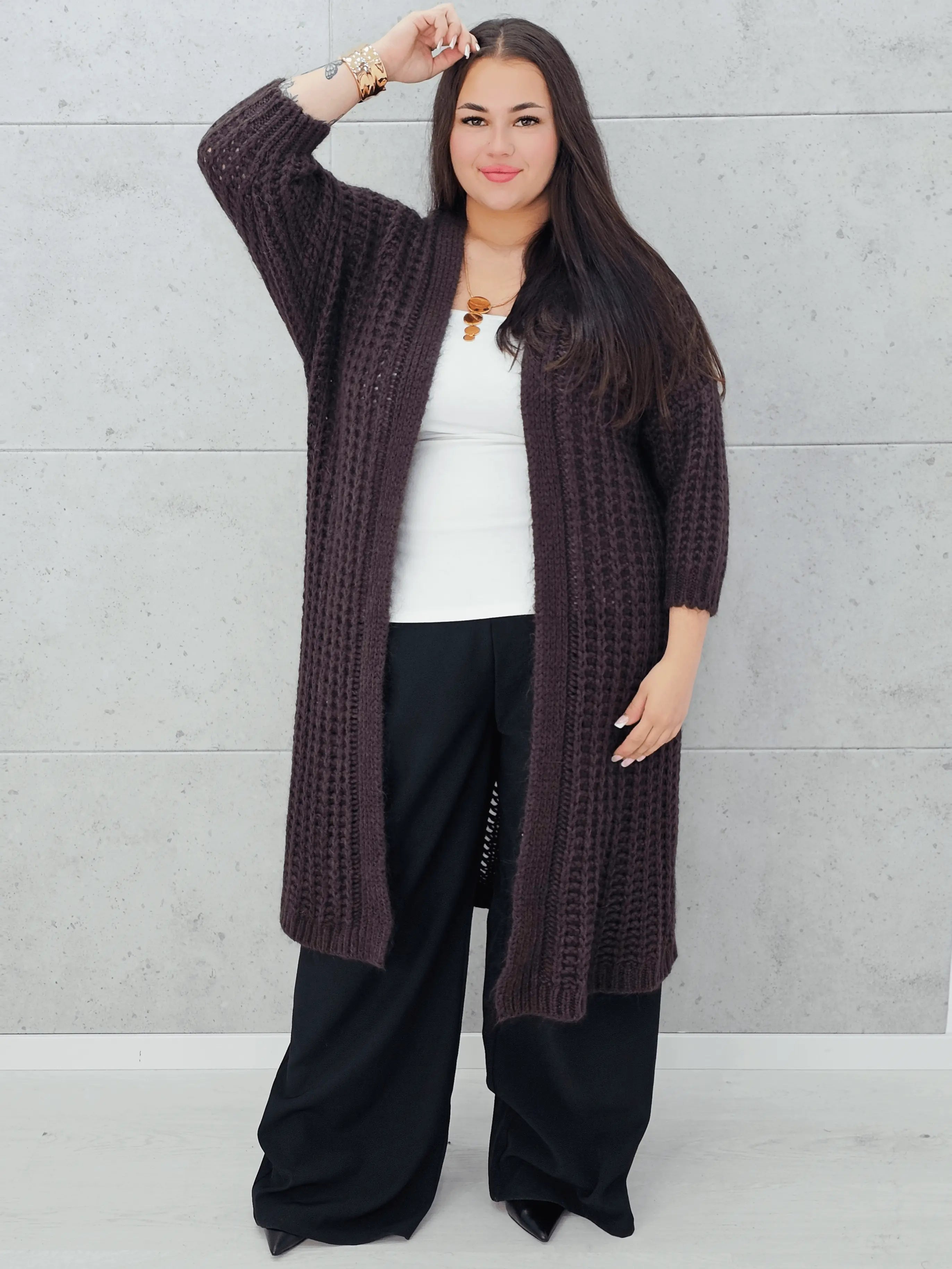 Długi kardigan plus size – modny, ciepły i wygodny sweter dla każdej kobiety Stylowa XL