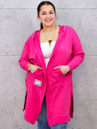 Długie bluzy z kapturem- różowa Stylowa XL